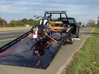 Motorcycle towing services in Farmingdale, NY.